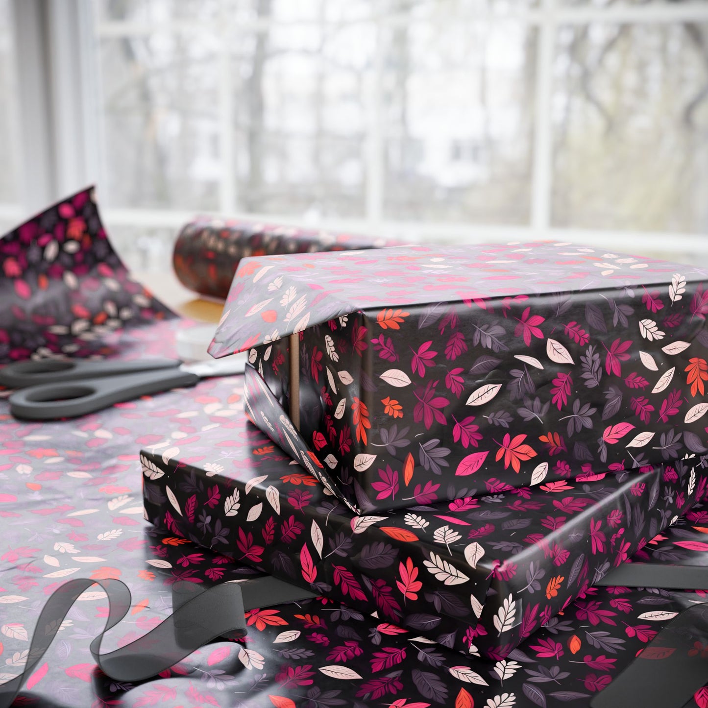 Colorful Pink Leaf Wrapping Paper
