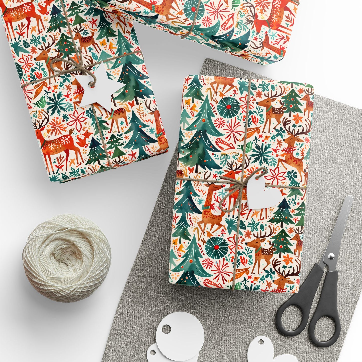 Deerly Beloved: Modern Reindeer Mayhem Wrapping Paper