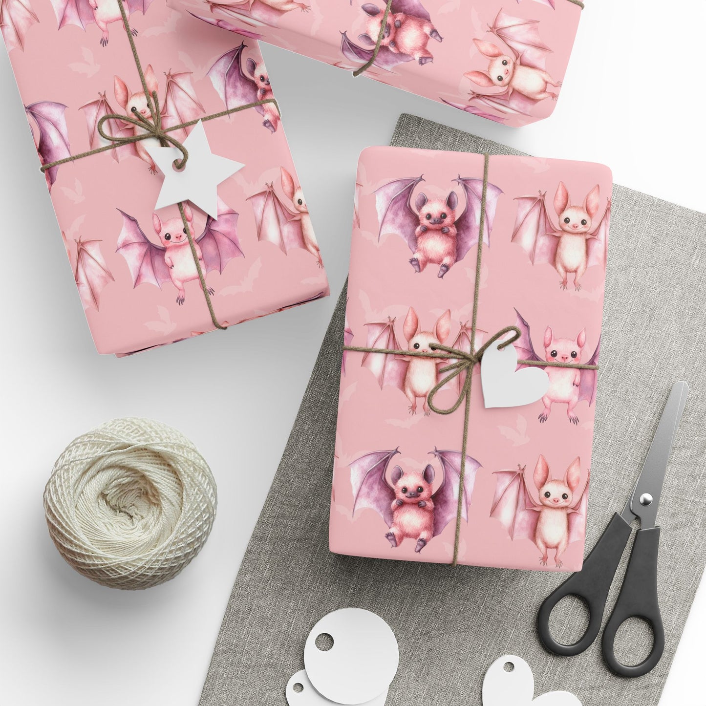 Batty & Blush – Pink Watercolor Bat Wrapping Paper