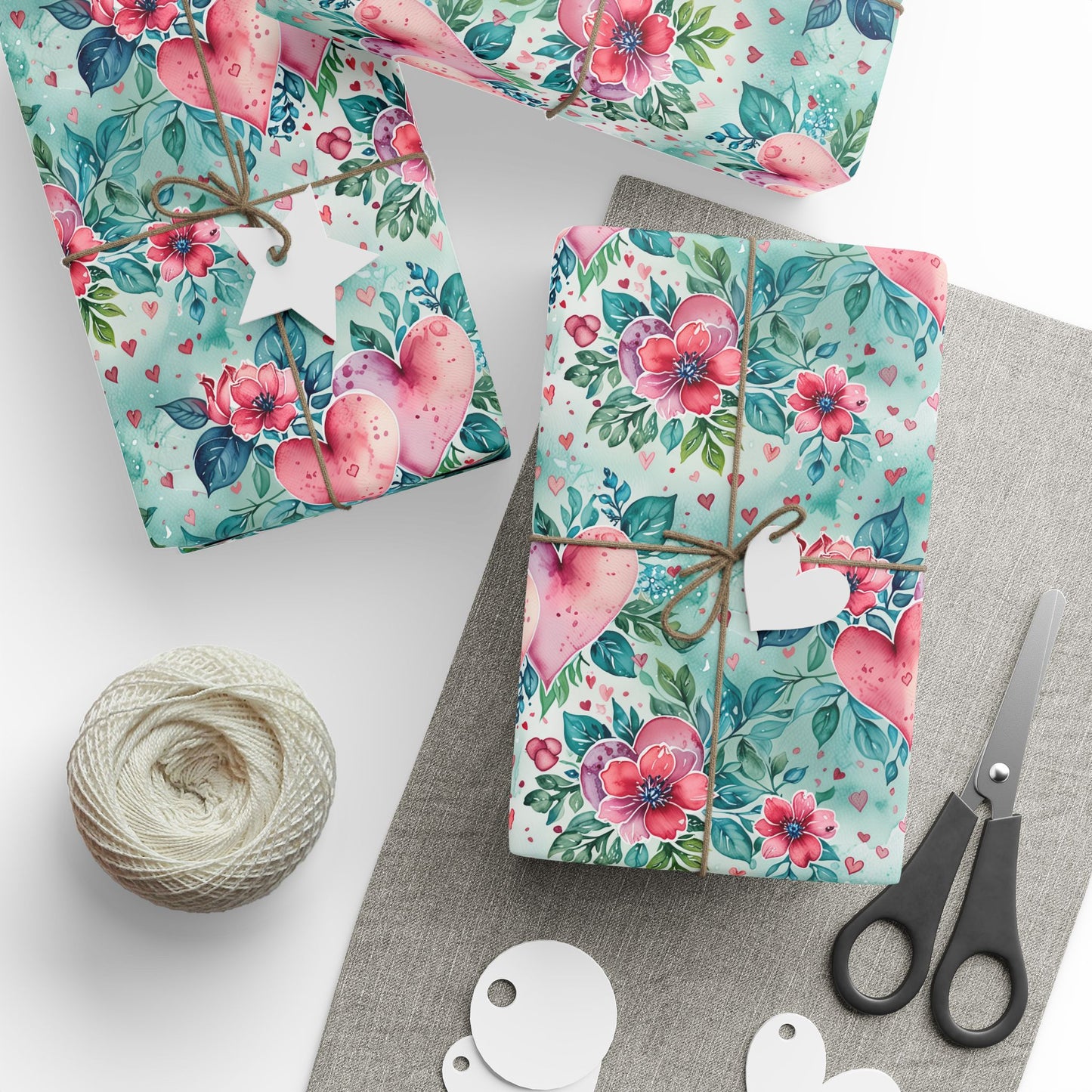 Blue & Pink Floral Gift Wrap