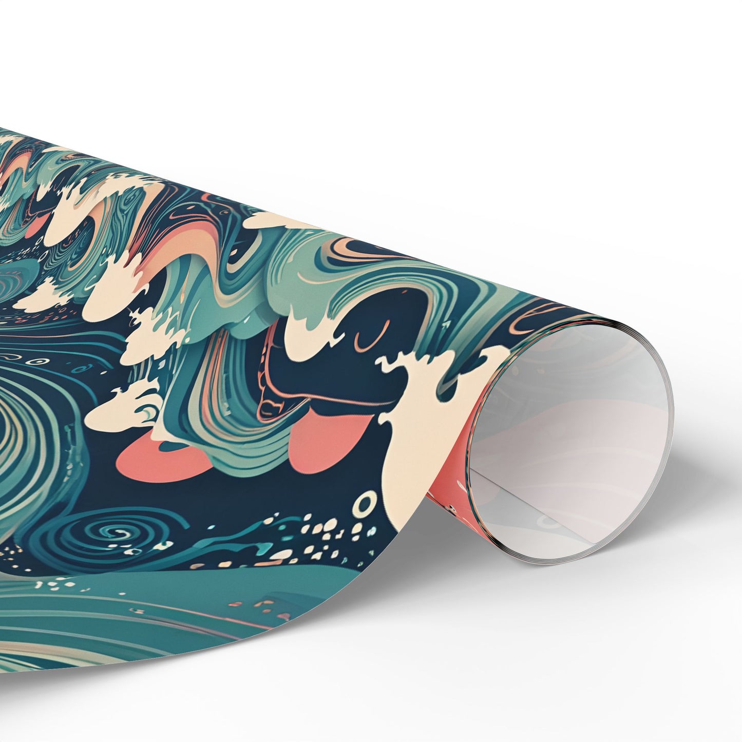 Ocean Wave Wrapping Papers - pink and blue