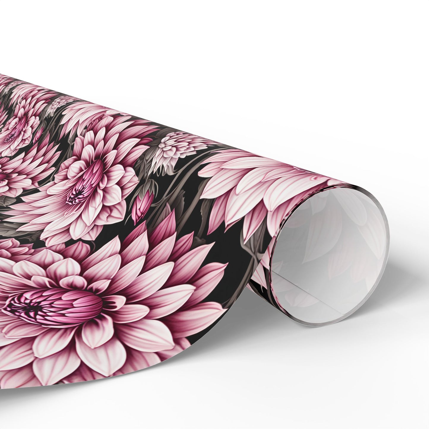 Dahlia Fields of Pink White Black Gift Wrapping Paper