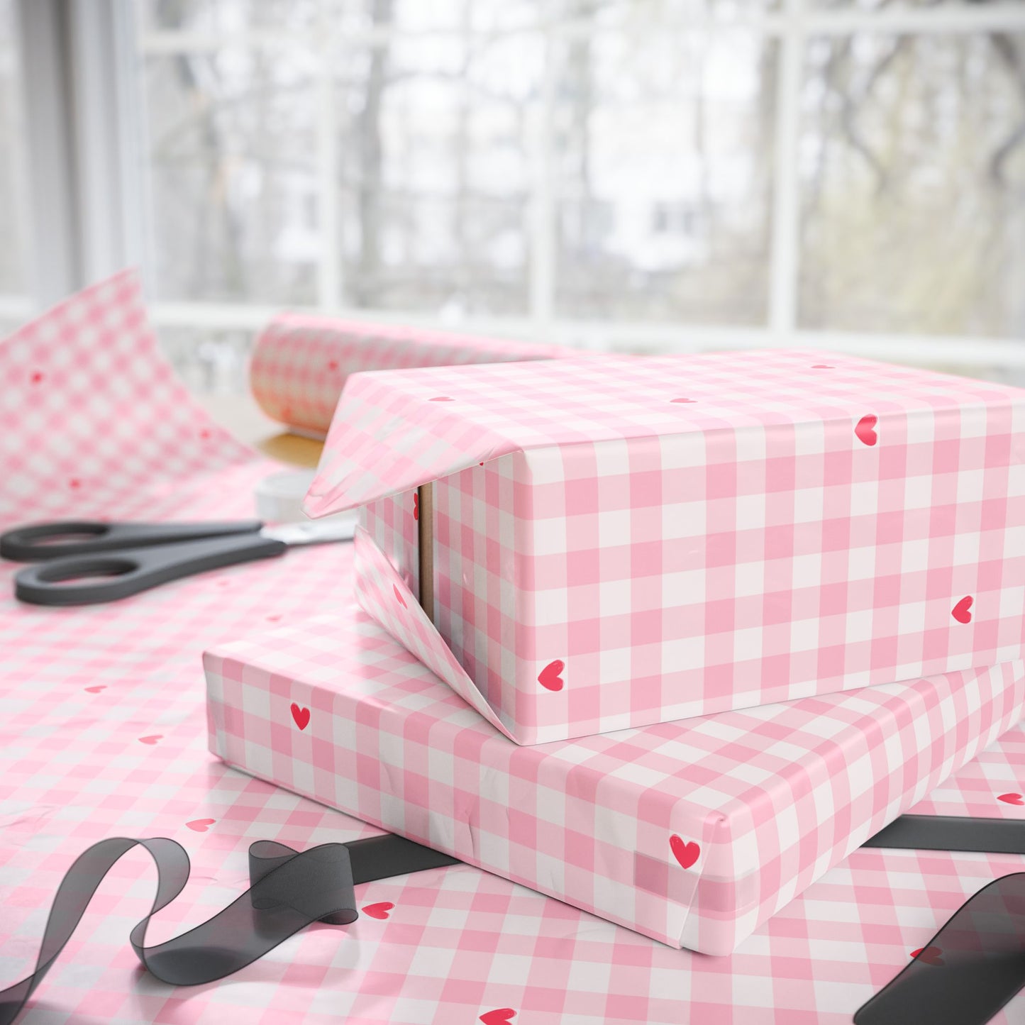 Pink Gingham Wrapping Paper