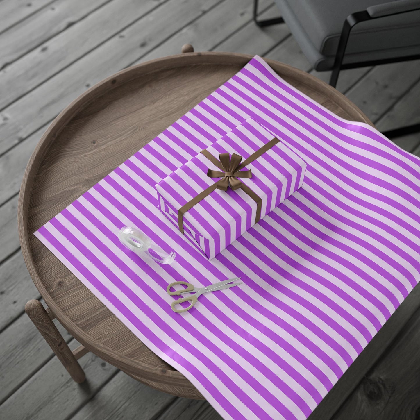Chic Purple Stripes – Elegant Wrap for Birthdays, Holidays & More