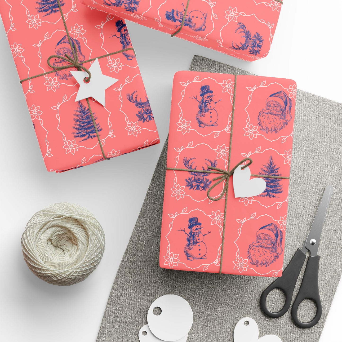 Retro Cheer Grid – Vintage Christmas Cameo Wrapping Paper