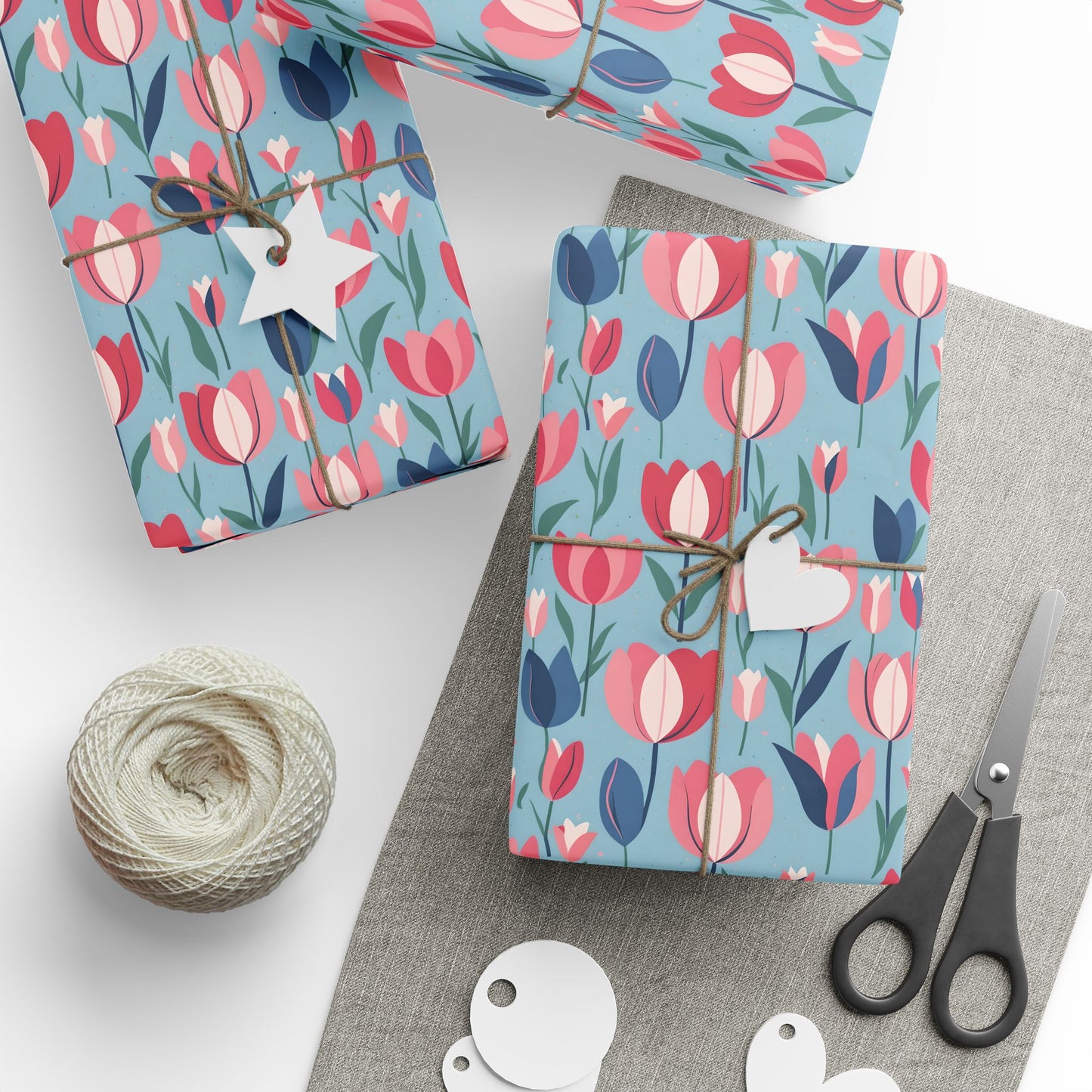Chic Blue Tulip Wrapping Paper