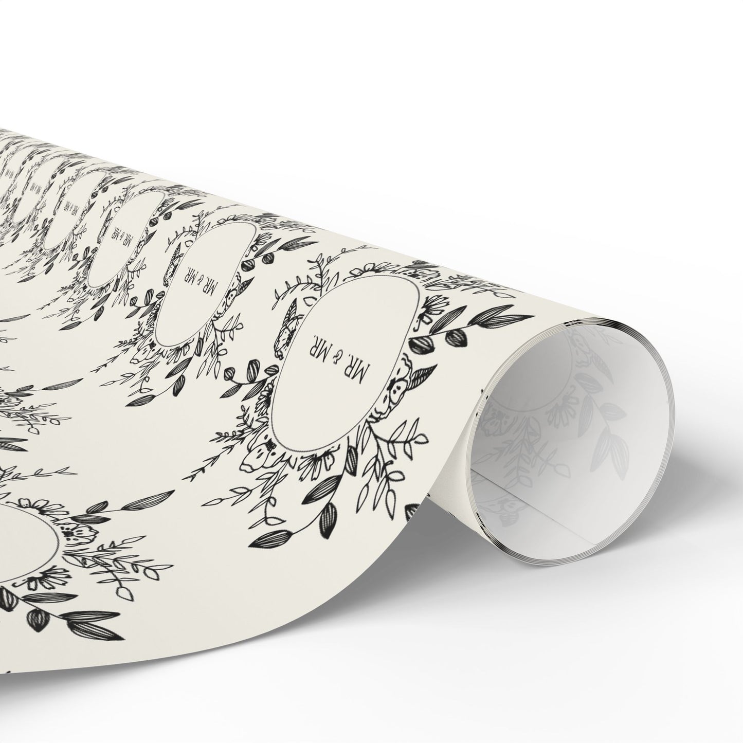 Mr. & Mr. Gift Wrapping Paper in Black & White