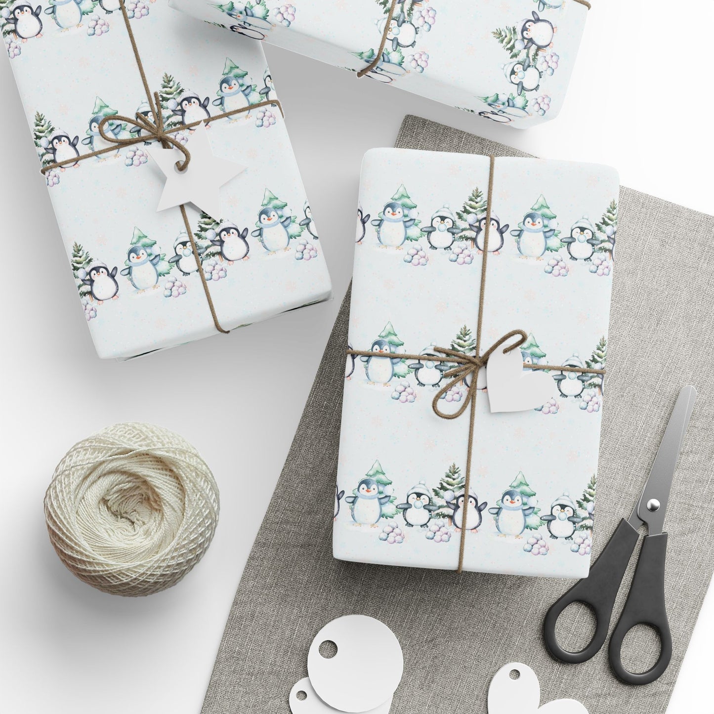 Snowball Shenanigans – Playful Penguin Christmas Wrapping Paper