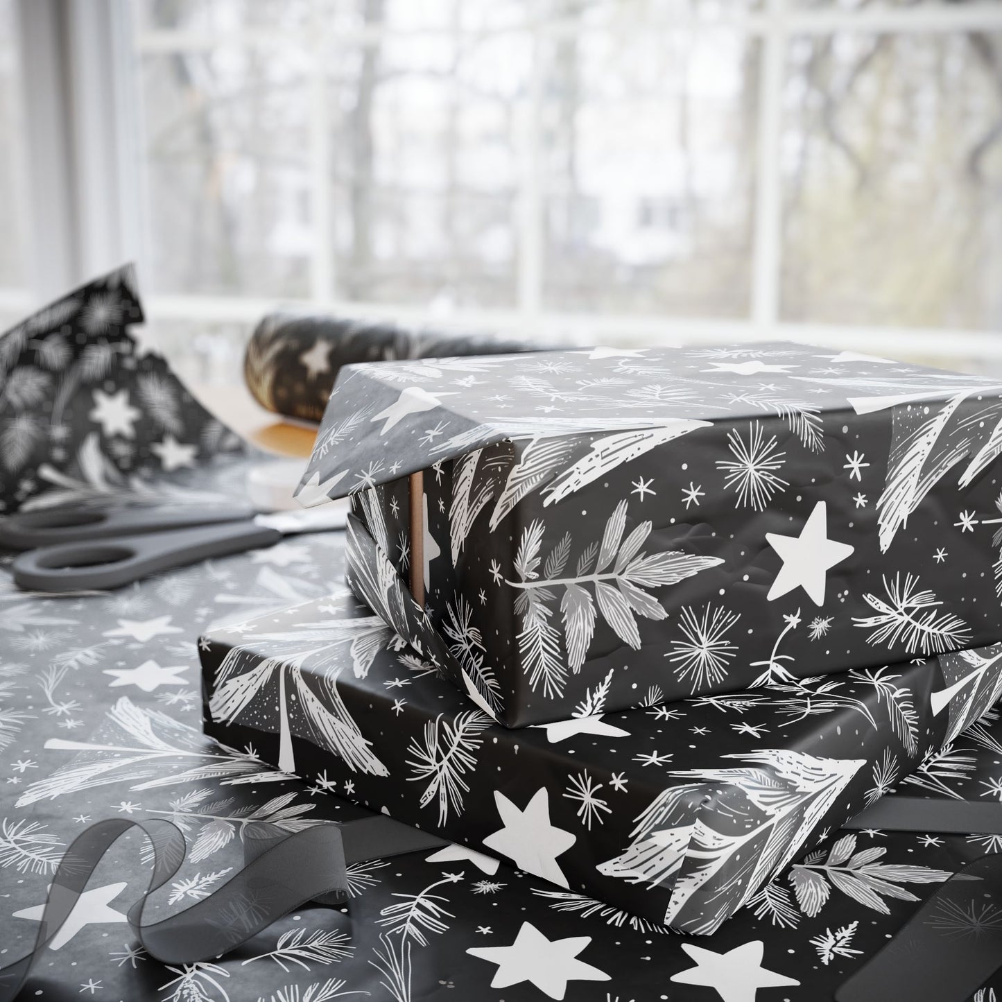 Monochrome Magic – Black & White Winter Wrapping Paper