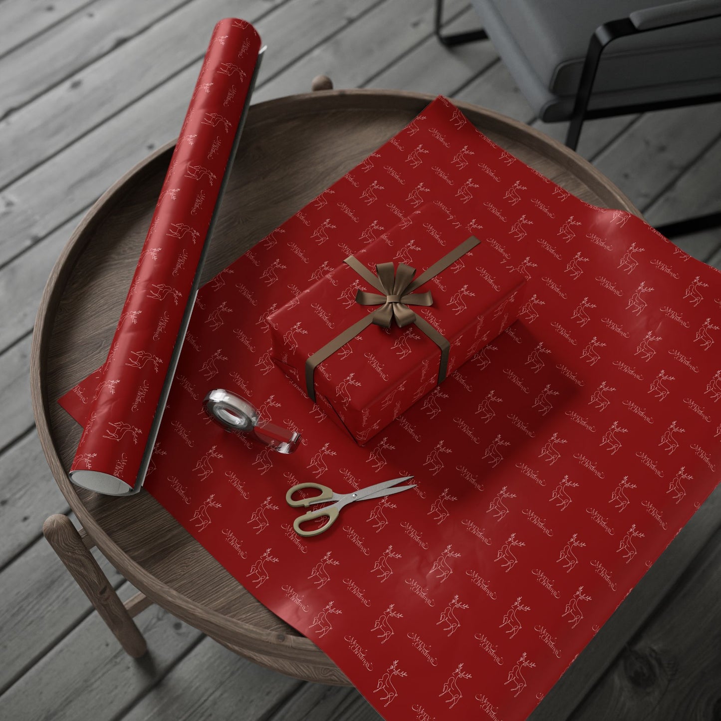 Sleigh All Day – Minimalist Reindeer Christmas Wrapping Paper