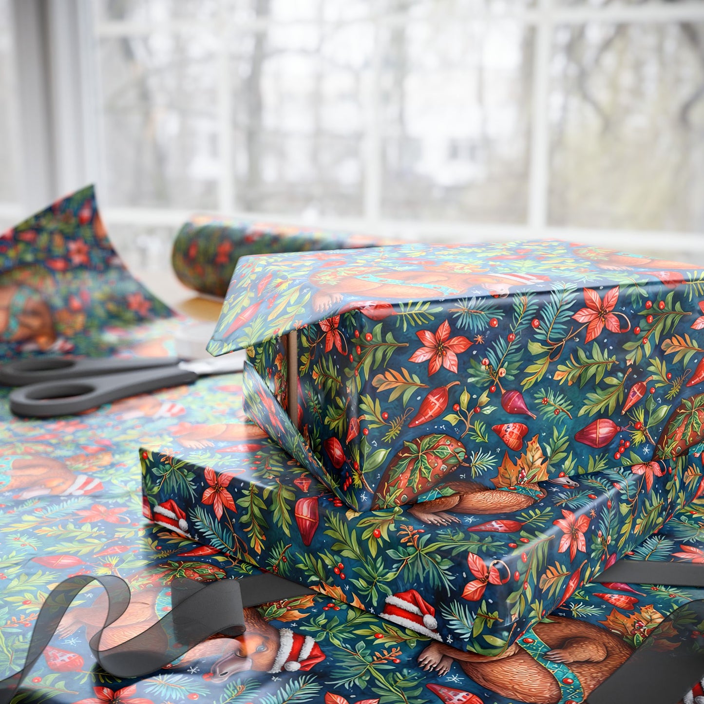 Merry & Quirky – Festive Platypus Wrapping Paper