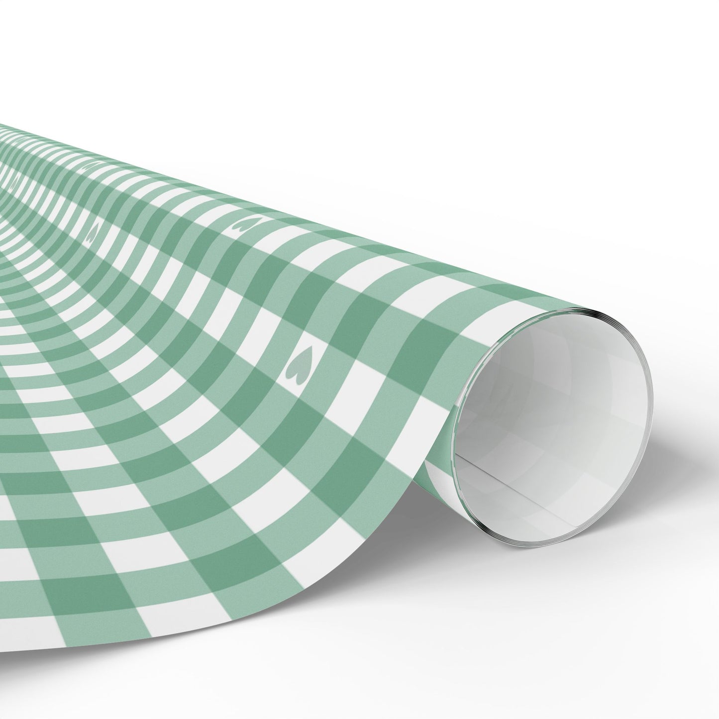 Gingham Green with Small Hearts Wrapping Papers