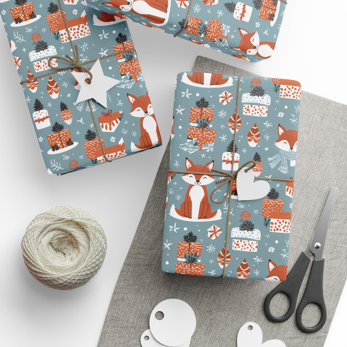 Foxes & Firsprigs – Cozy Critters Holiday Wrapping Paper