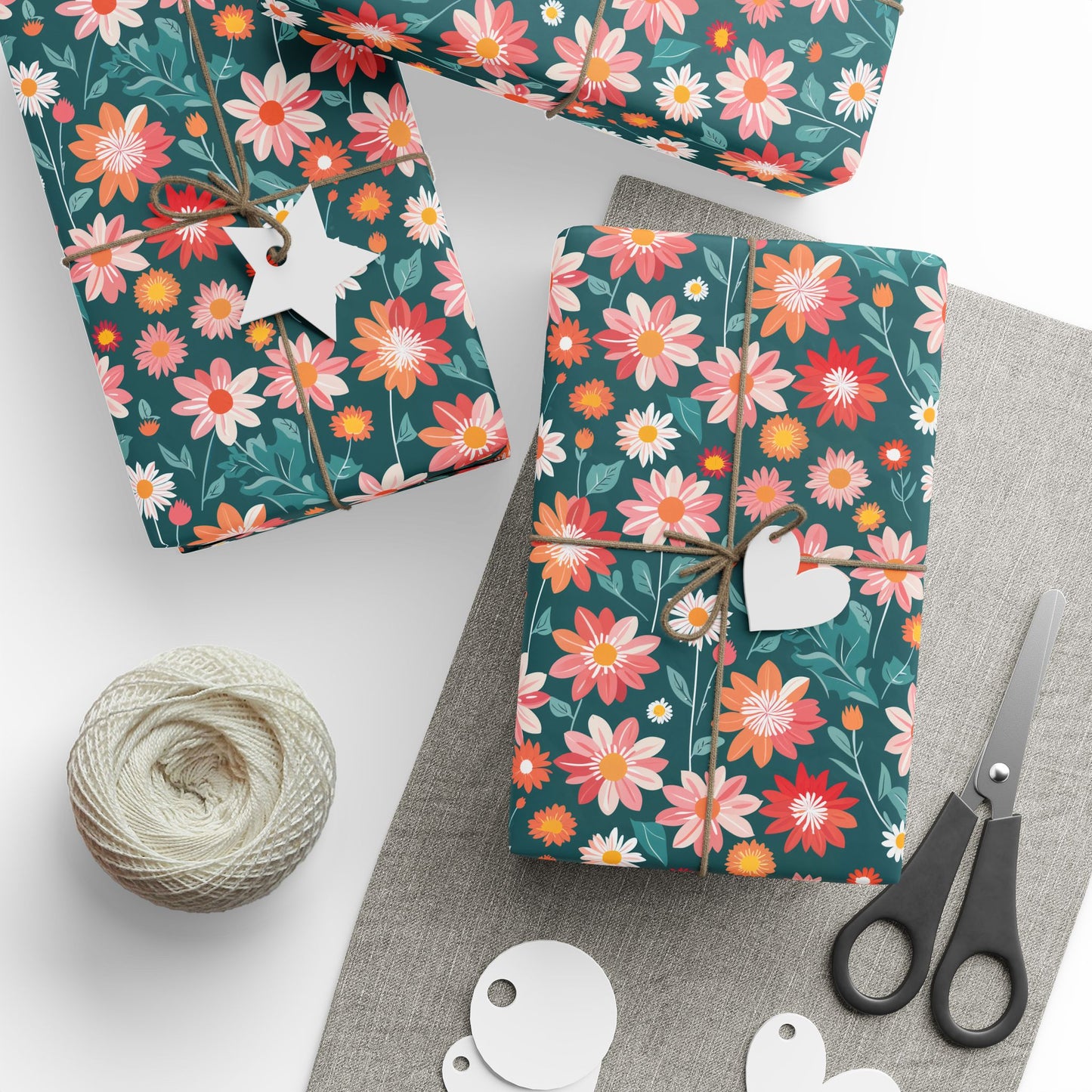 Pink & Peach Floral Wrapping Paper Roll