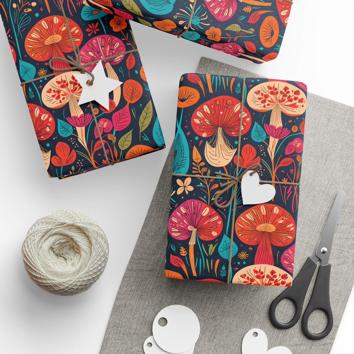 Retro Mushroom Motif Gift Wrap