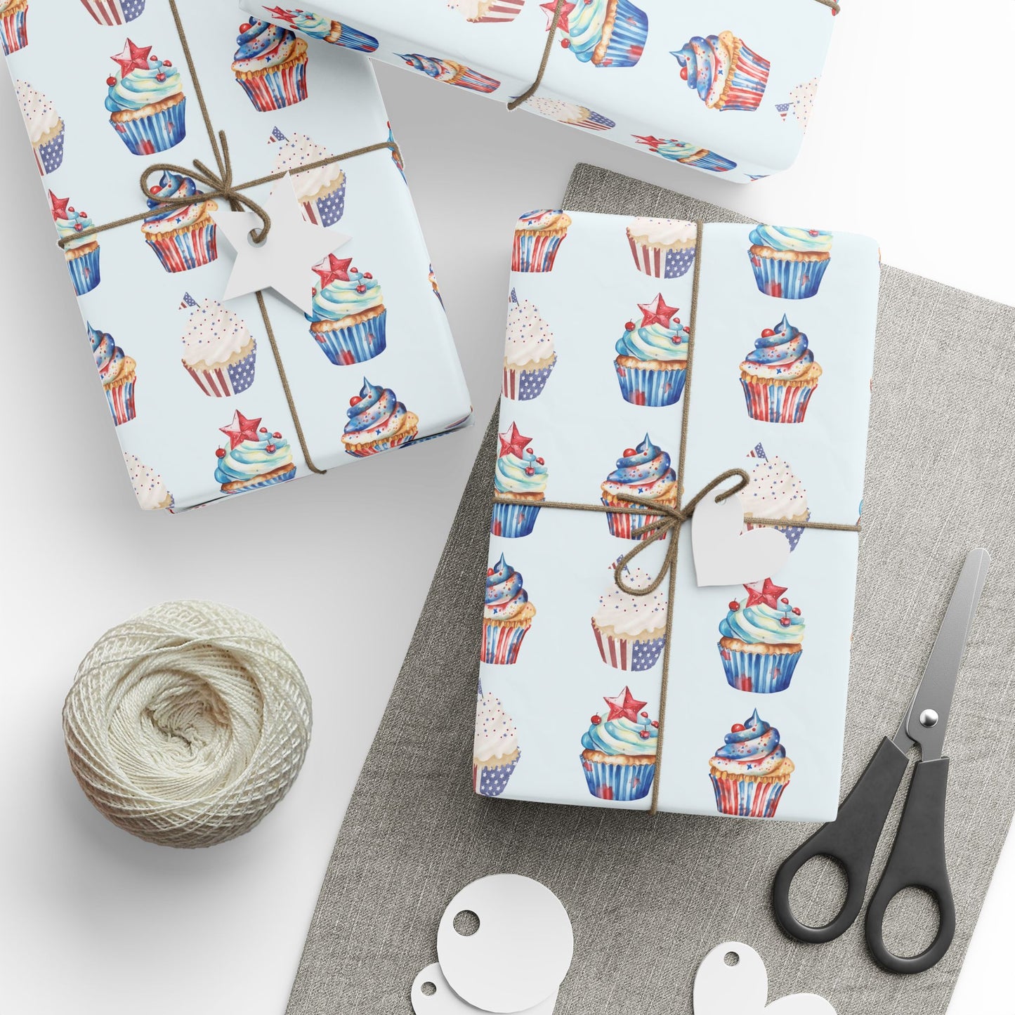 Festive 4th of July Cupcake Wrapping Paper