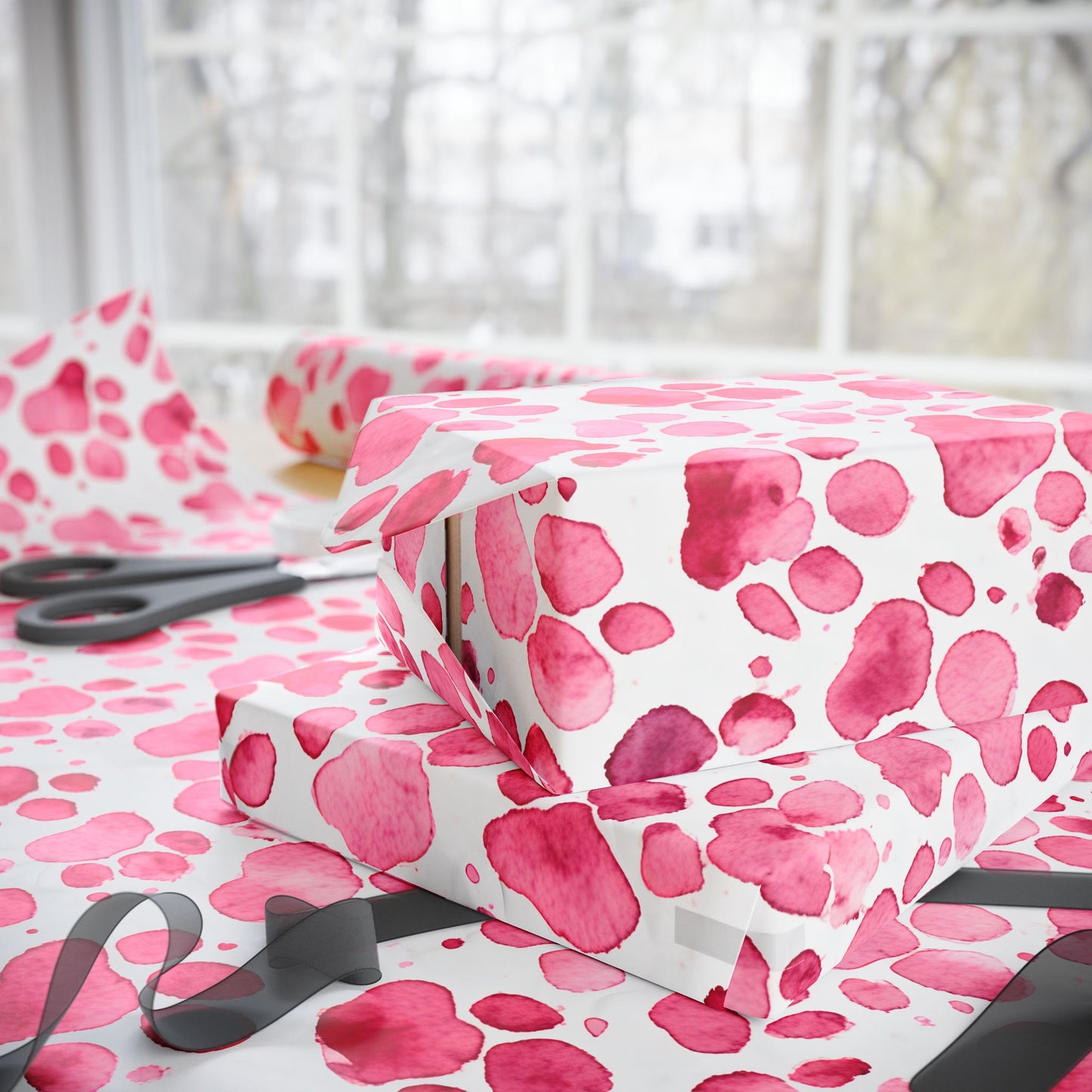 Pet Lover's Paradise Pink Paw Print Gift Wrap Collection