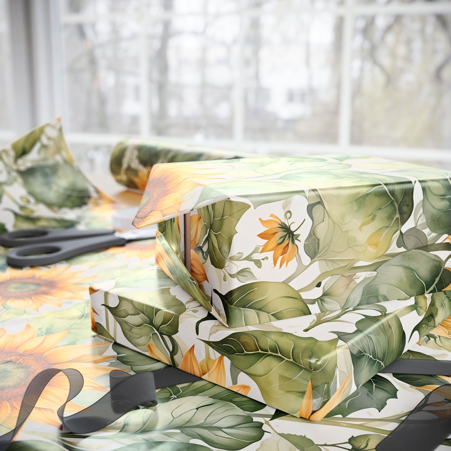 Cheerful Sunflower Patterned Gift Wrap