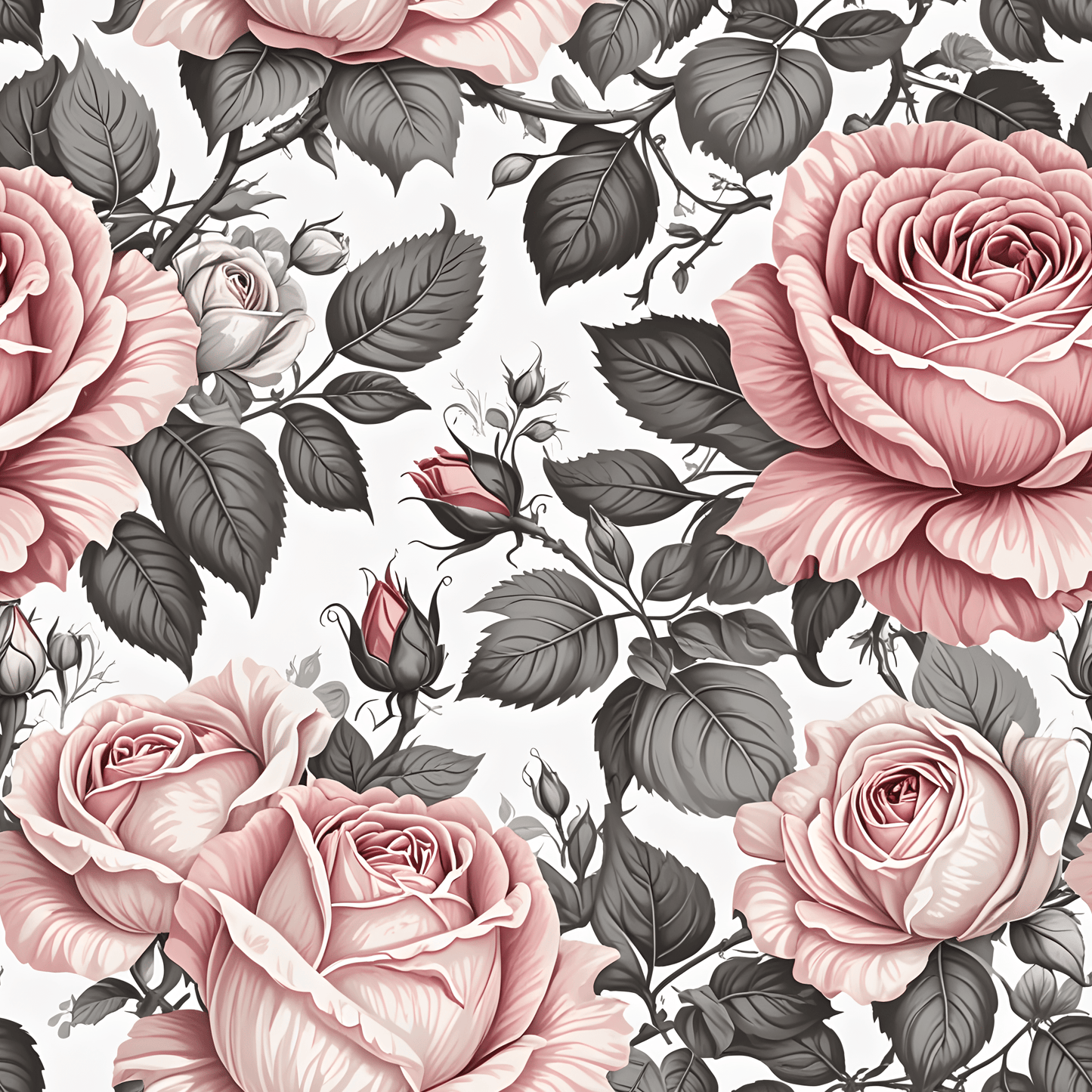 Rose Whispers – Soft Floral Gift Wrap in Pink & Grey