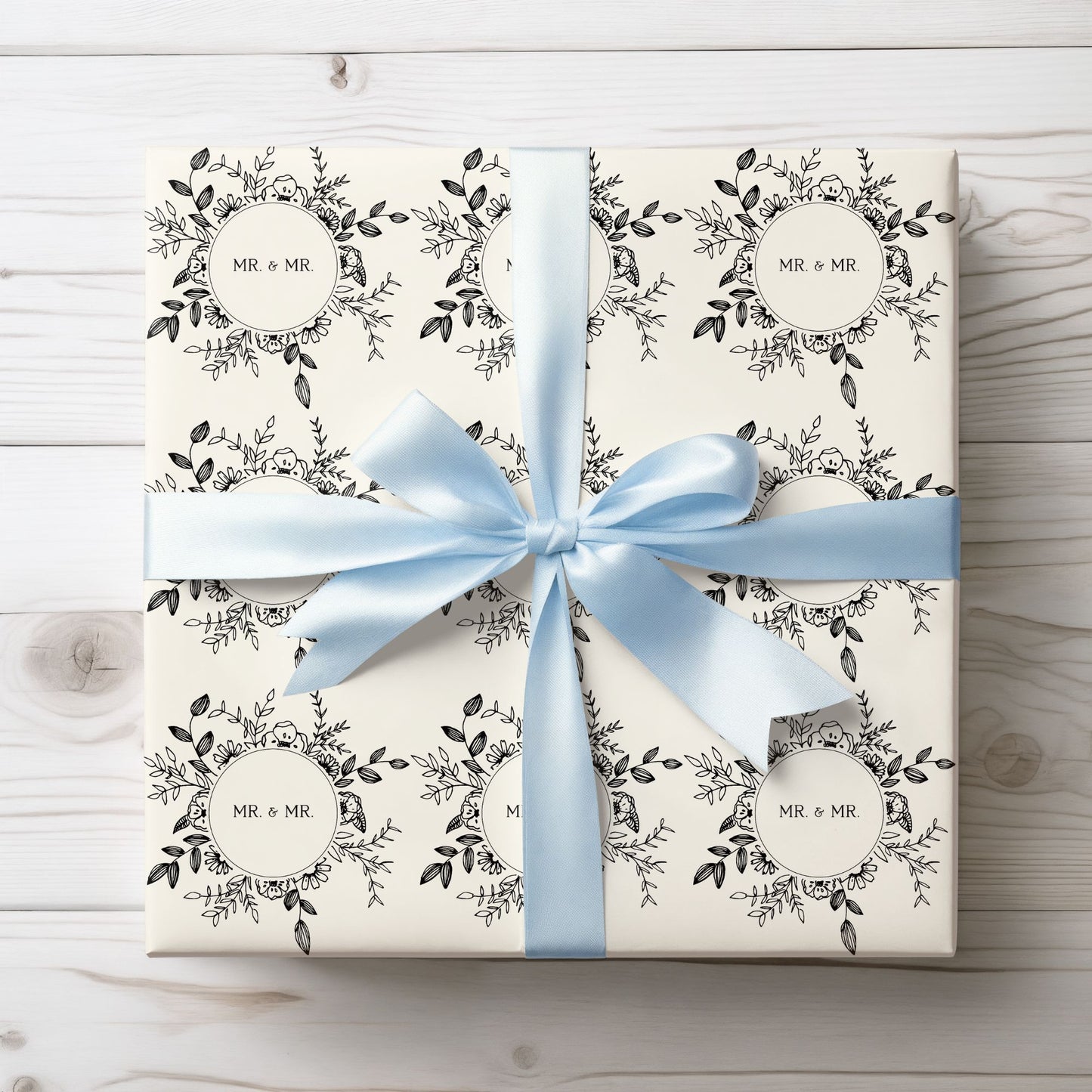Mr. & Mr. Gift Wrapping Paper in Black & White