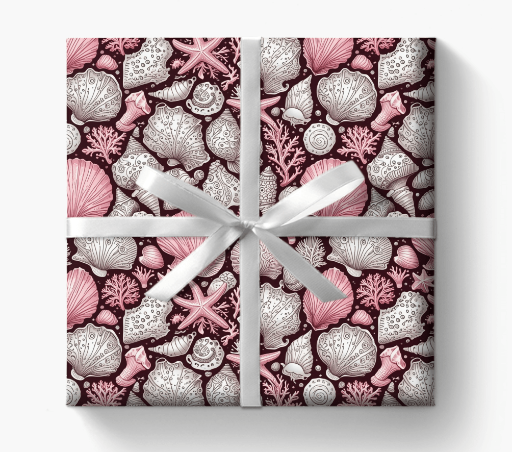 Pink Seashell Beach Theme Wrapping Paper