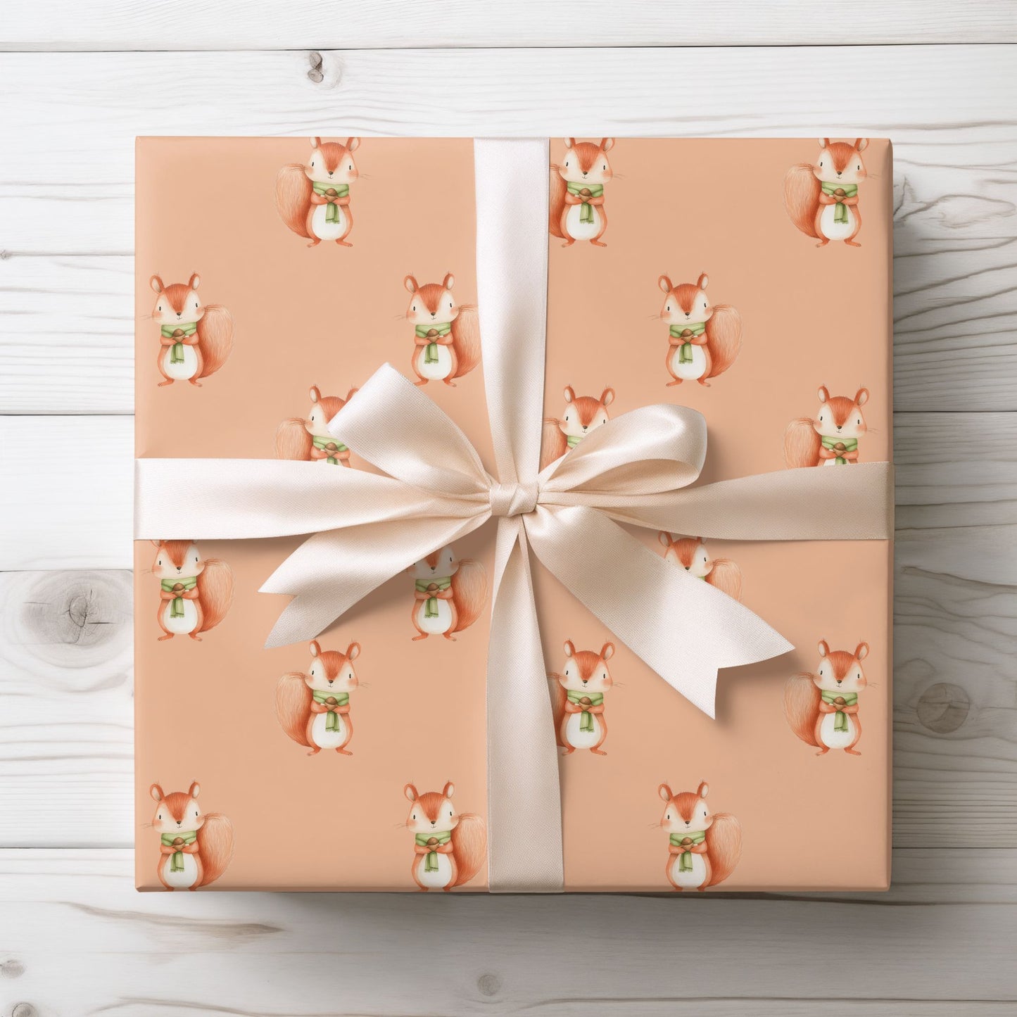 Orange Squirrel Wrapping Paper