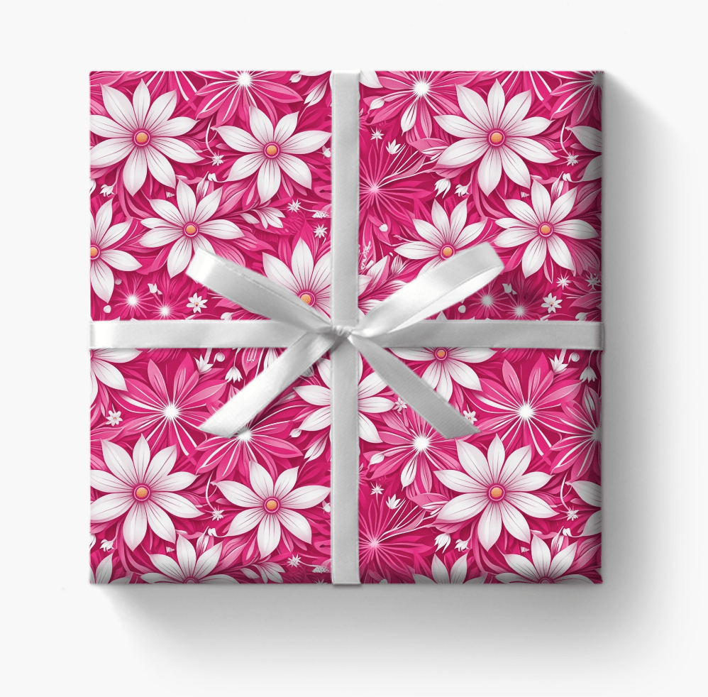 Pink and White Daisies Wrapping Paper
