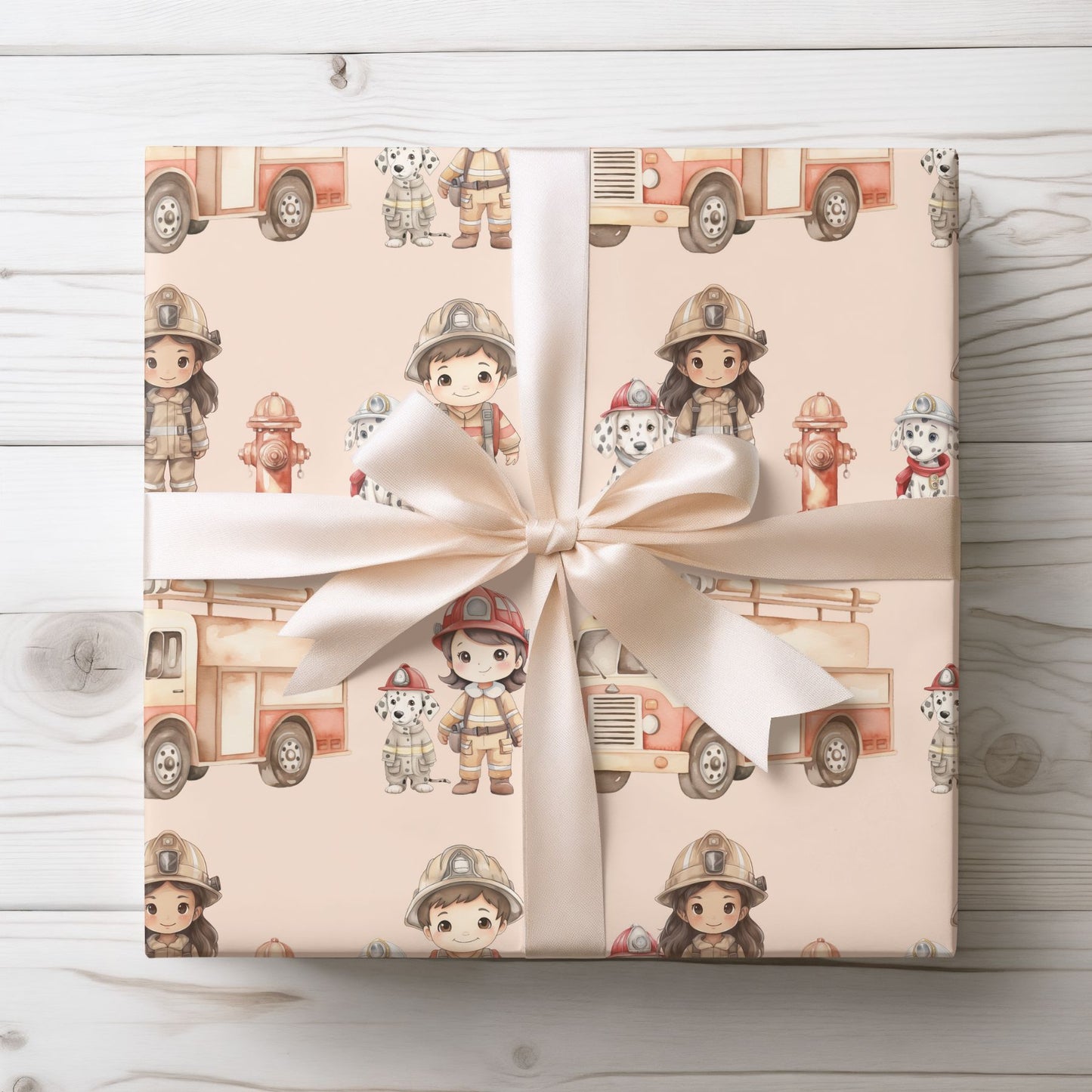 Orange Firefighter Wrapping Paper
