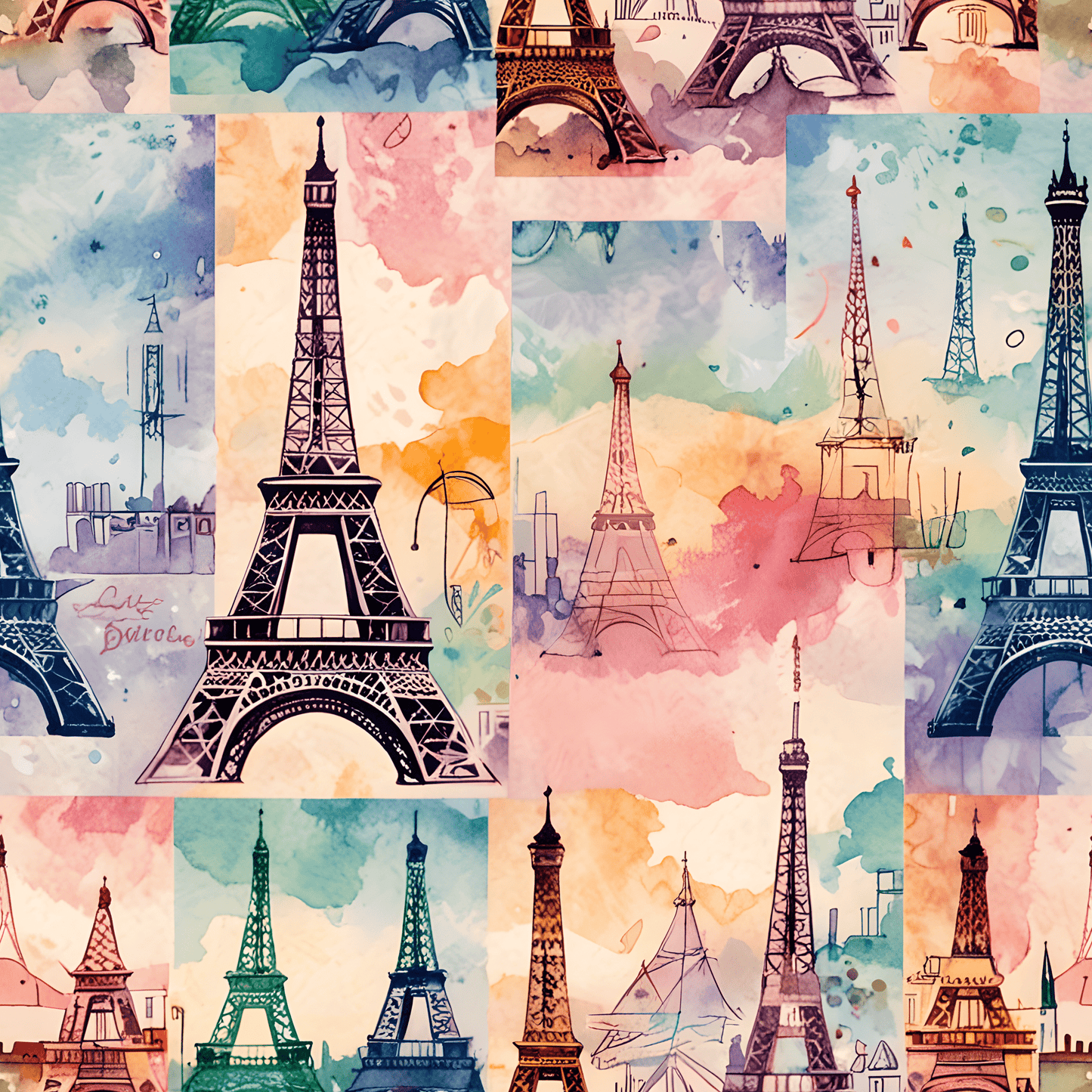 Vintage Paris Eiffel Tower Pastel Background