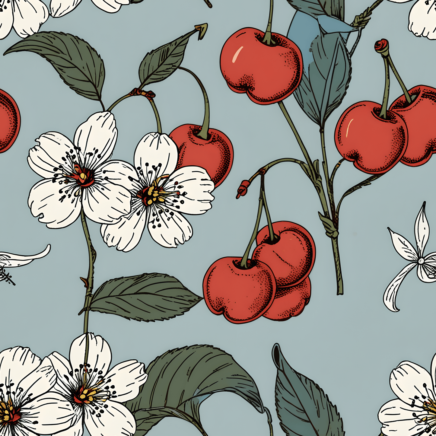 Chic Vintage Gift Wrapping Papers with Cherry Blossoms