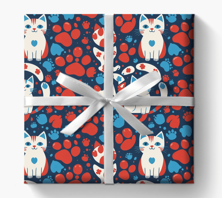 Retro Cat Design Wrapping Paper: Whisker Wonderland Gift Wrap