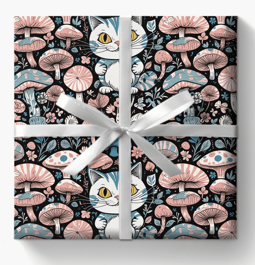 Whimsical Cheshire Cat Wrapping Paper Set - Alice in Wonderland