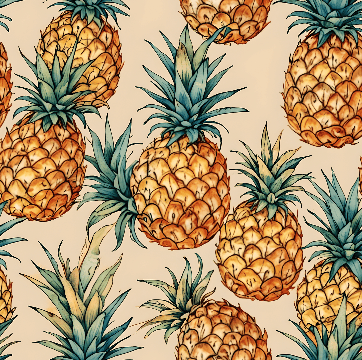 Nostalgic Pineapple Patterned Wrapping Paper