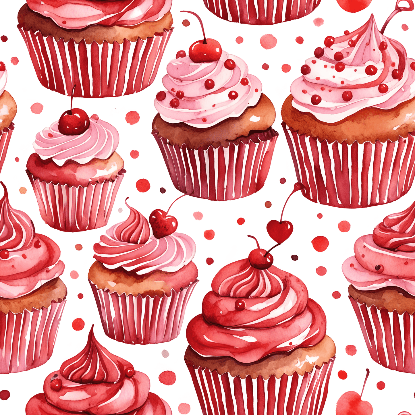 Cheerful Red Cupcake Wrapping Paper