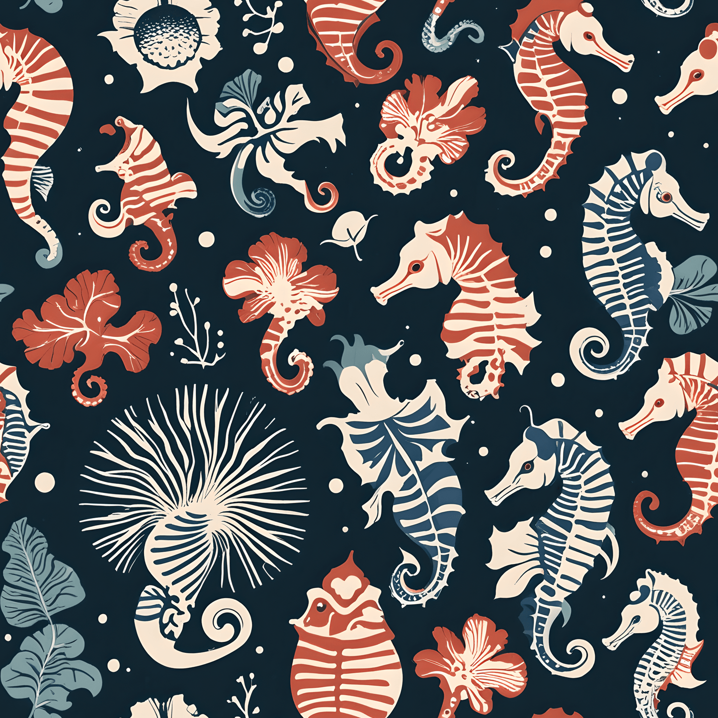 Underwater Vintage Seahorses Design