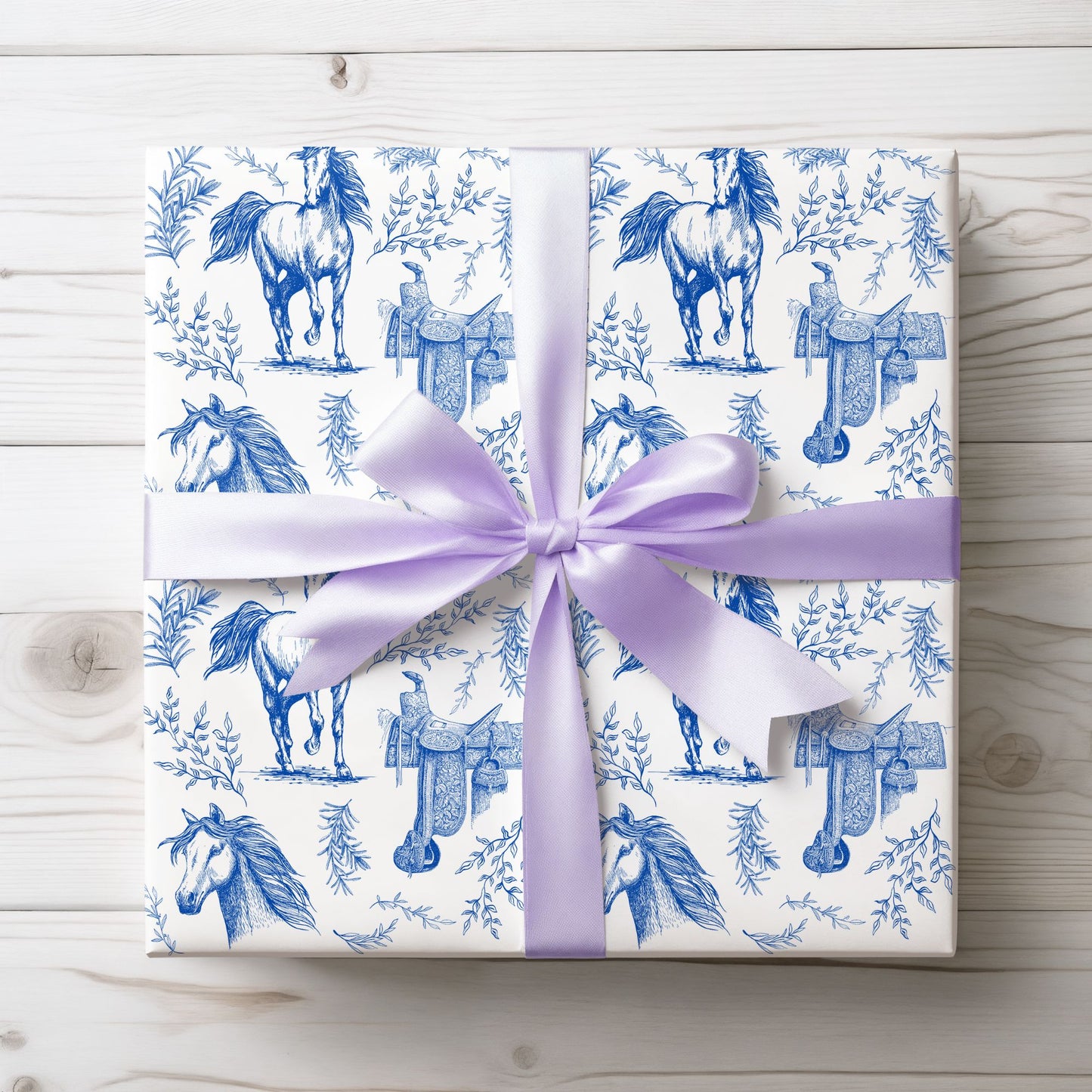 Elegant Horse Toile De Jouy Gift Wrap