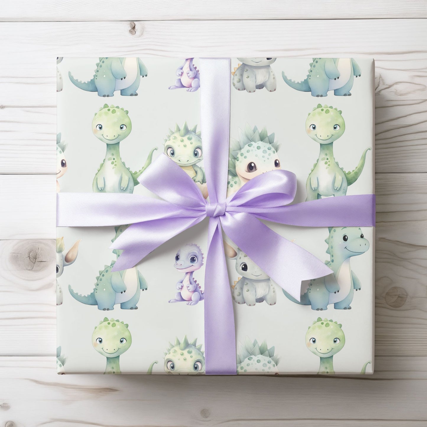 Cute Baby Dinosaurs on Light Green Background