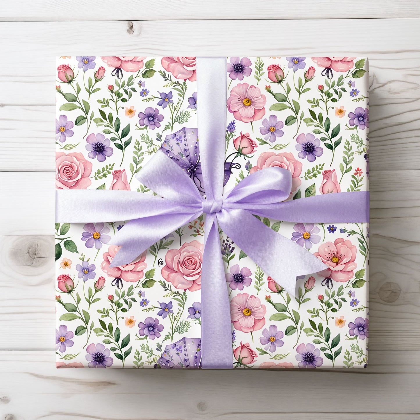 Baby Shower Gift Wrap with Floral and Baby Carriage Design