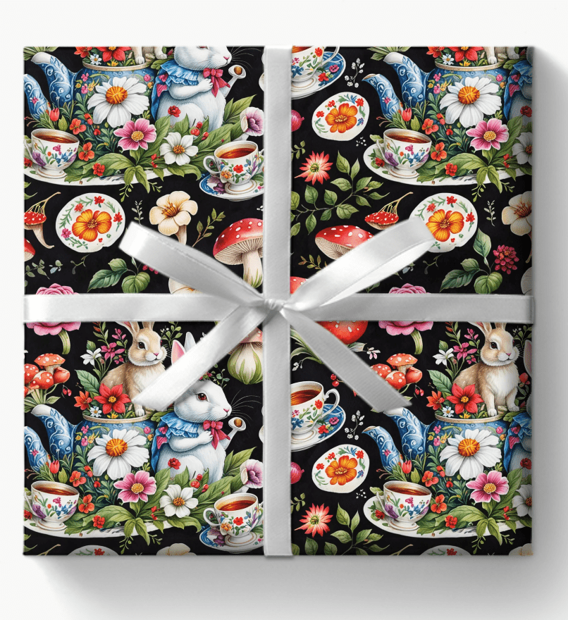 Enchanting Bold Black Gift Wrap - Perfect for Book Lovers