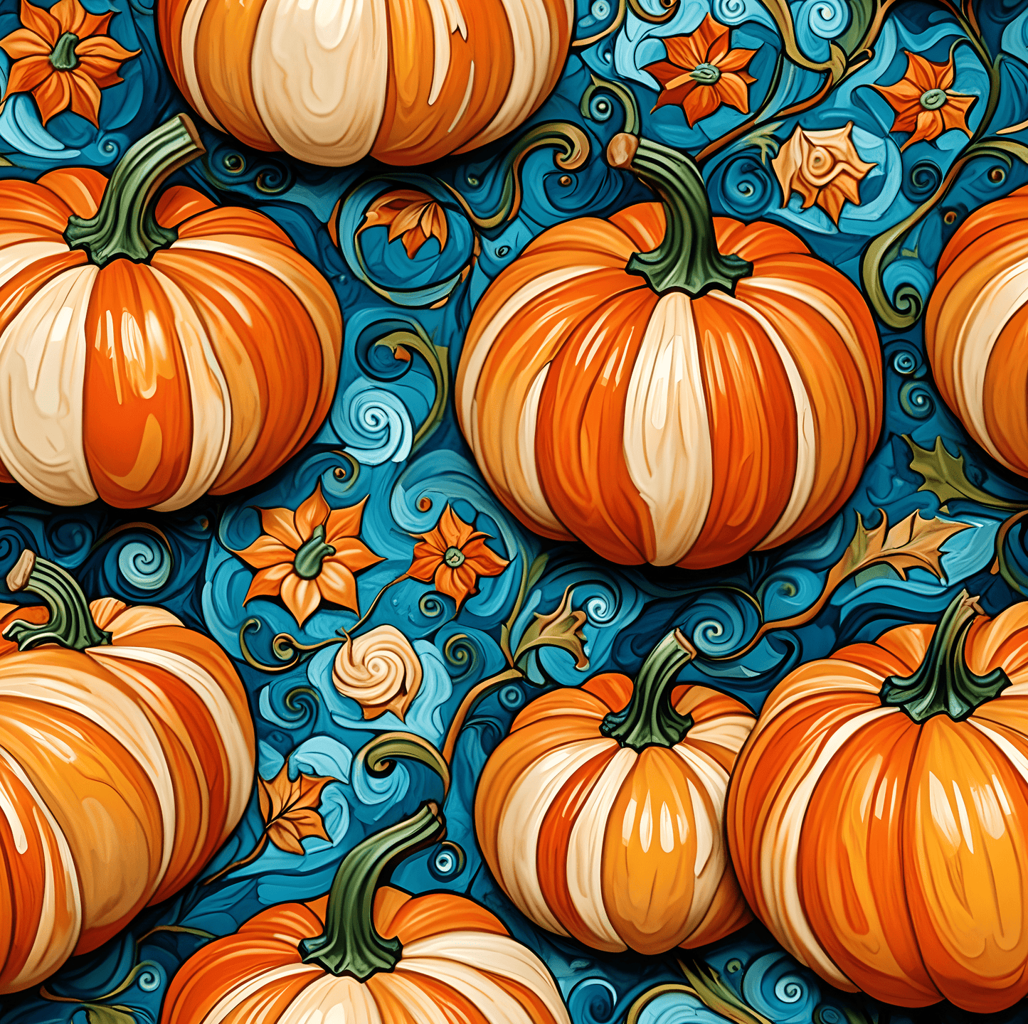 Wrapping Papers - Abstract Orange and Blue Pumpkin Pattern