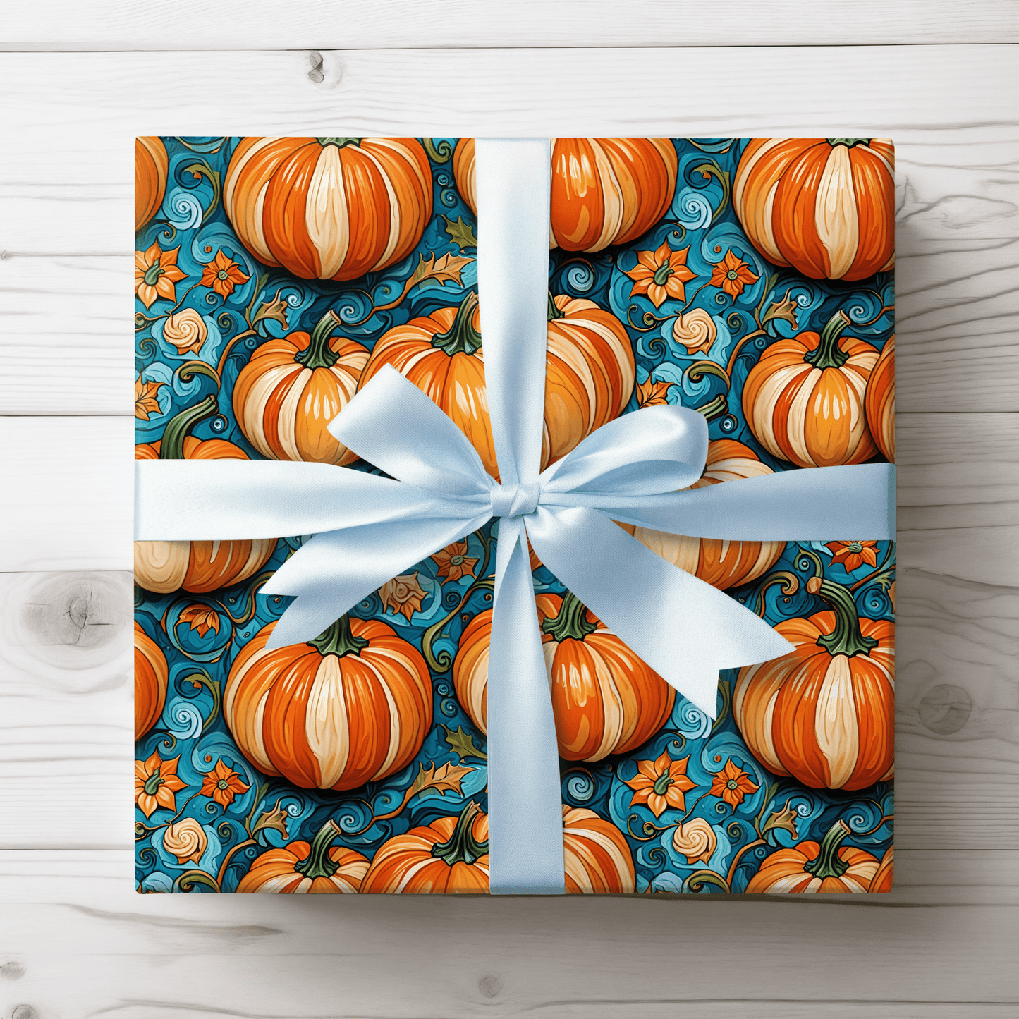 Wrapping Papers - Abstract Orange and Blue Pumpkin Pattern