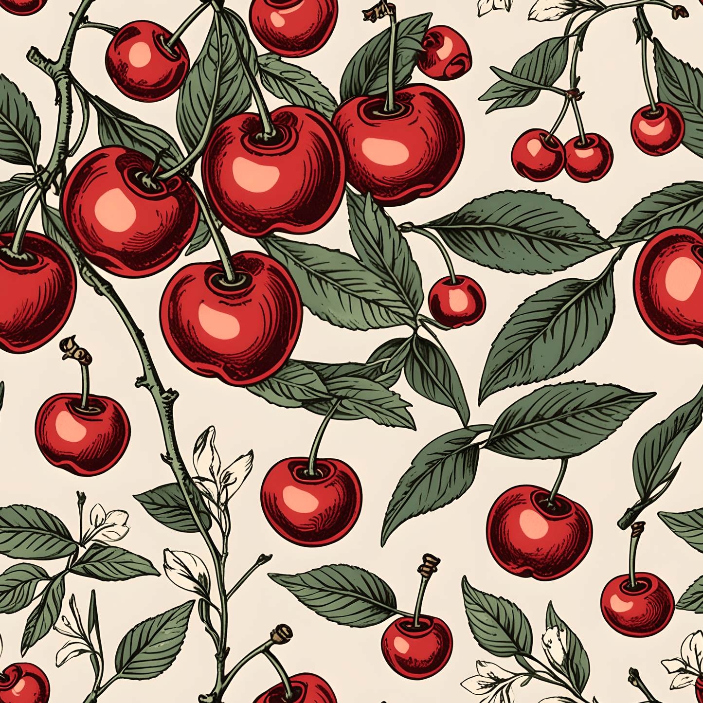 Elegant Cream Background with Cherry Delight Wrapping Paper
