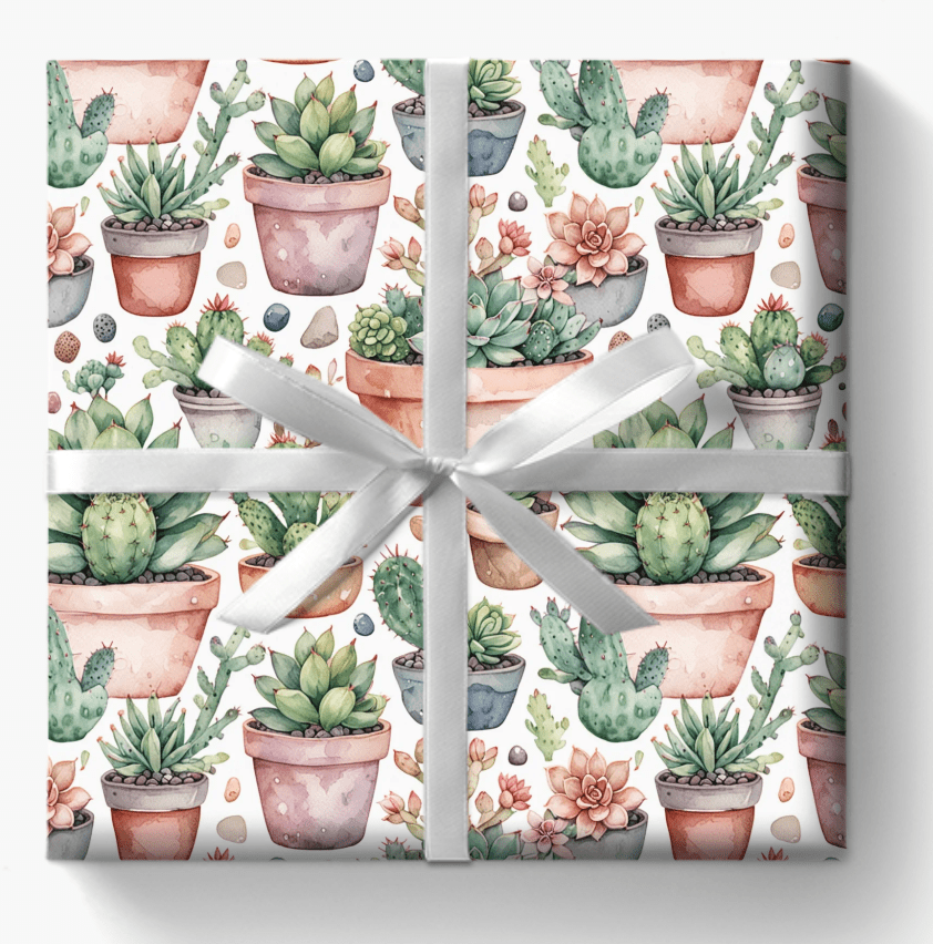 Gift Wrapping Papers with Adorable Succulents