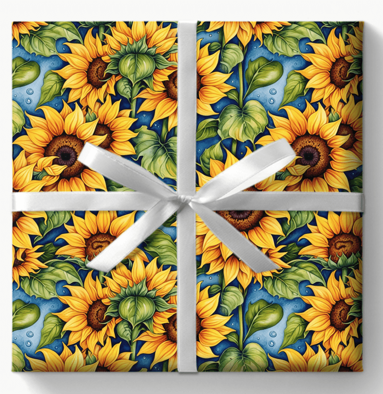 Vibrant Sunflower Patterned Wrapping Papers