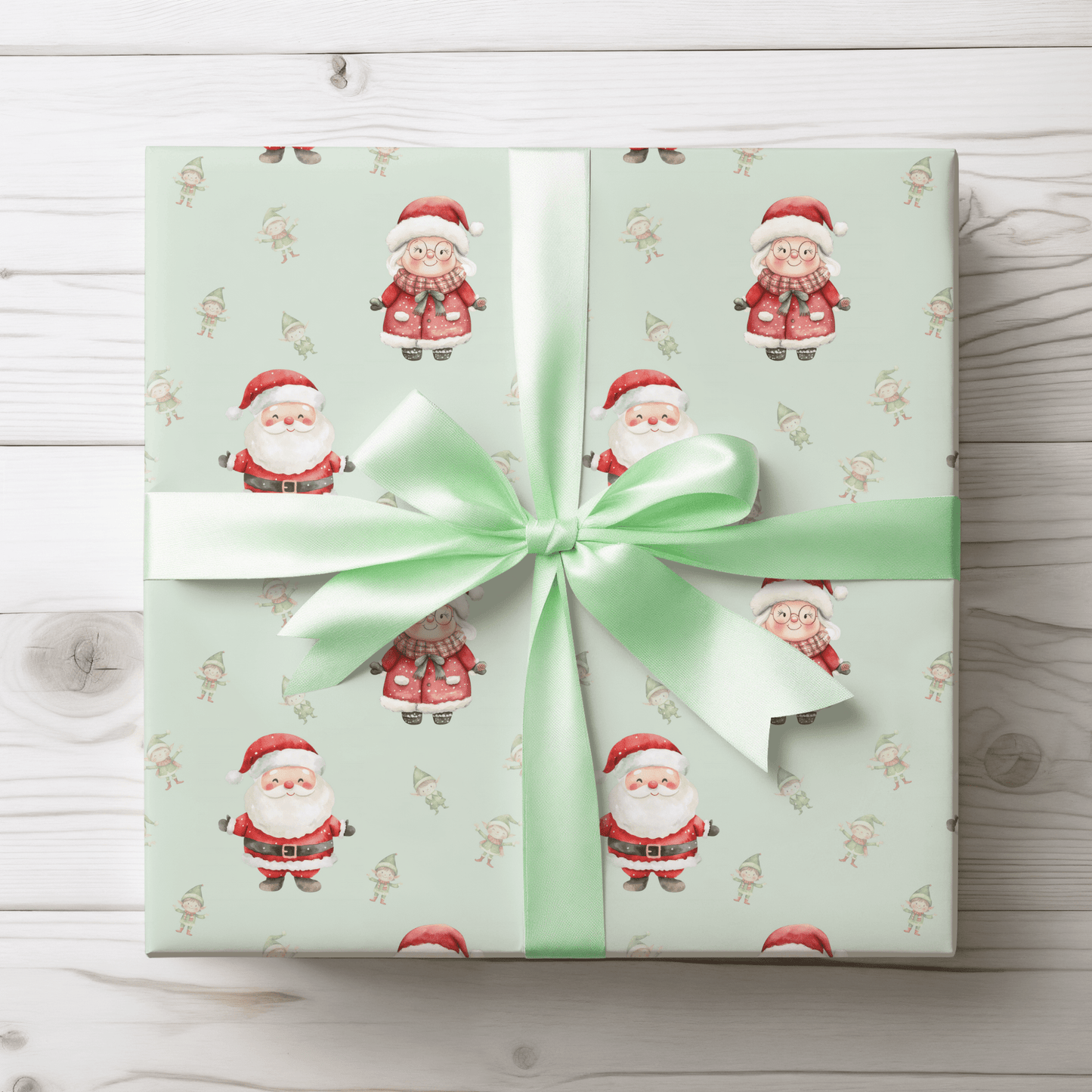 Mint to Be Merry – Santa & Mrs. Claus Wrapping Paper
