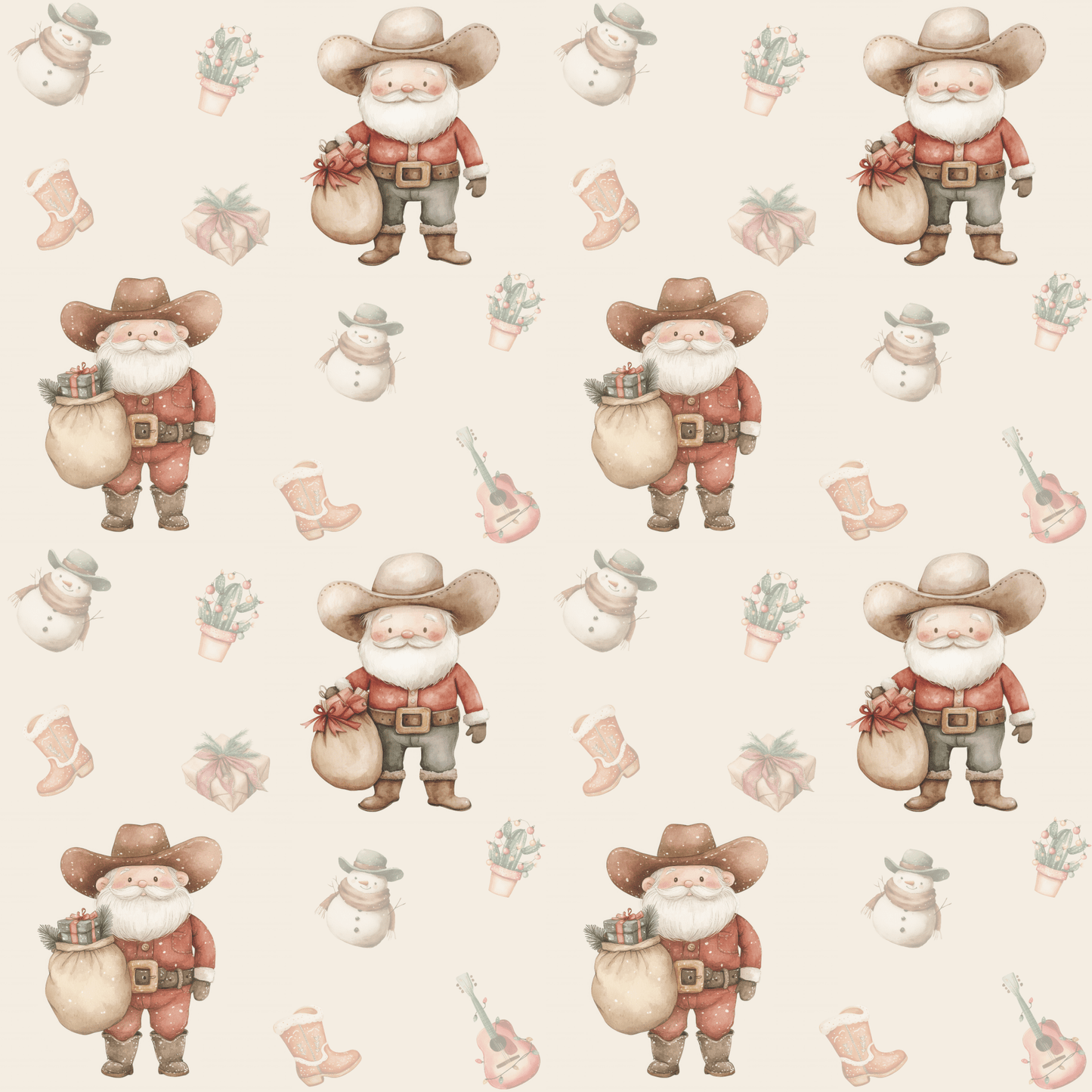 Santa’s Country Christmas – Western Cowboy Wrapping Paper
