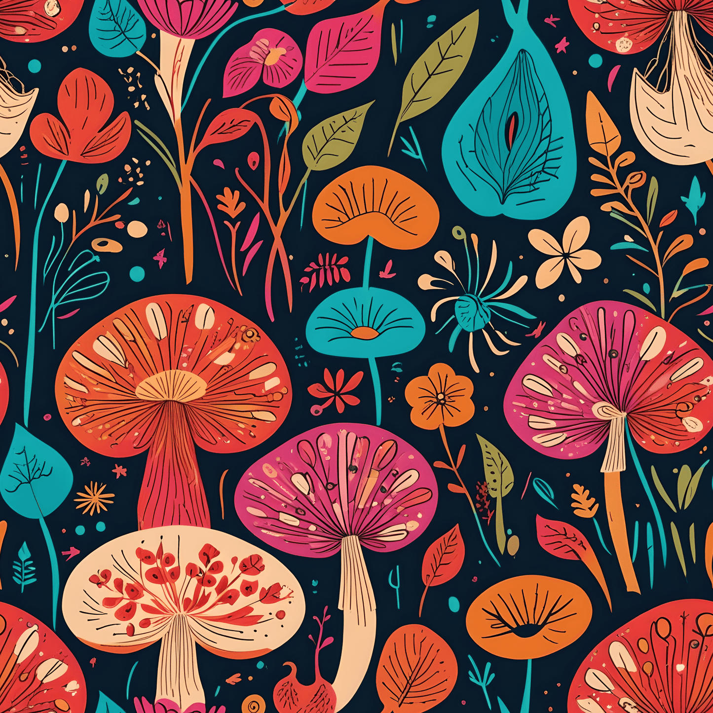 Retro Mushroom Motif Gift Wrap