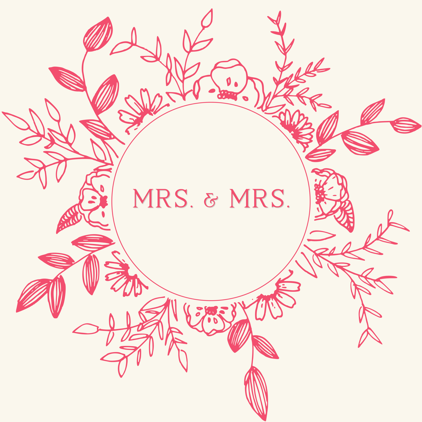 Charming Mrs & Mrs Pink and White Wrapping Paper
