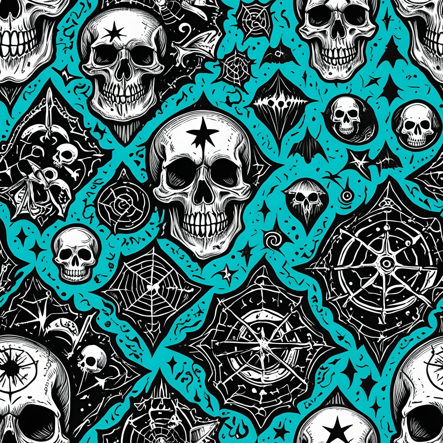 Blue Gothic Skull Wrapping Paper