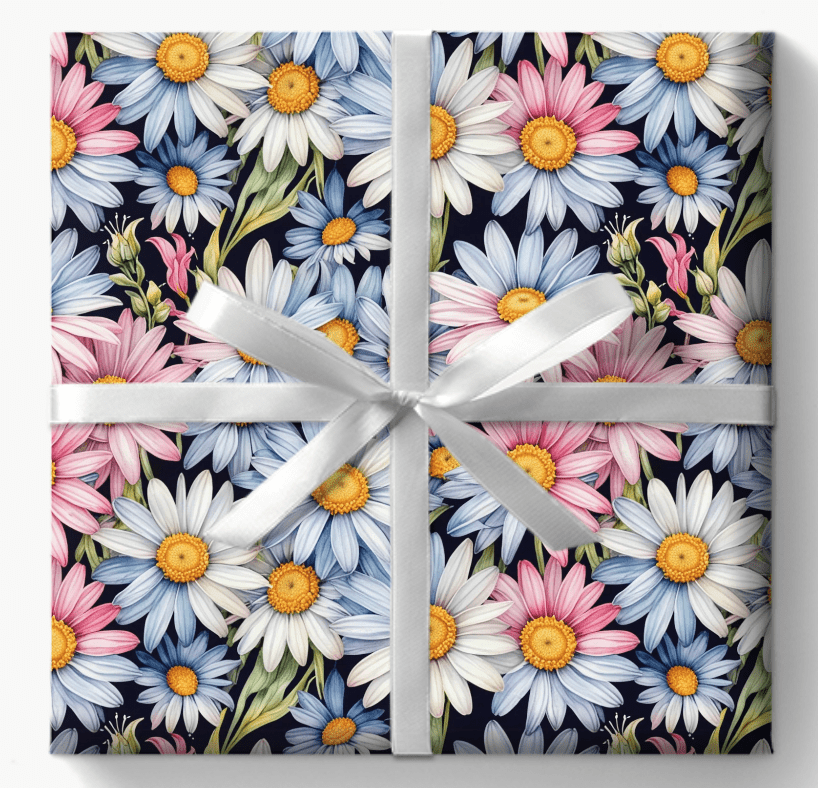 Gift Wrap - Elegant Floral Daisies